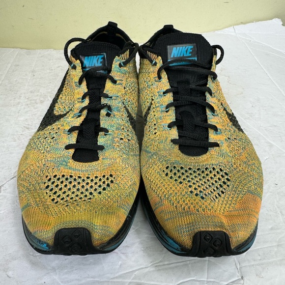 Nike Flyknit Racer Sherbet 2015 Comfort Running Shoes Sneakers Yellow Mens - Picture 5 of 16